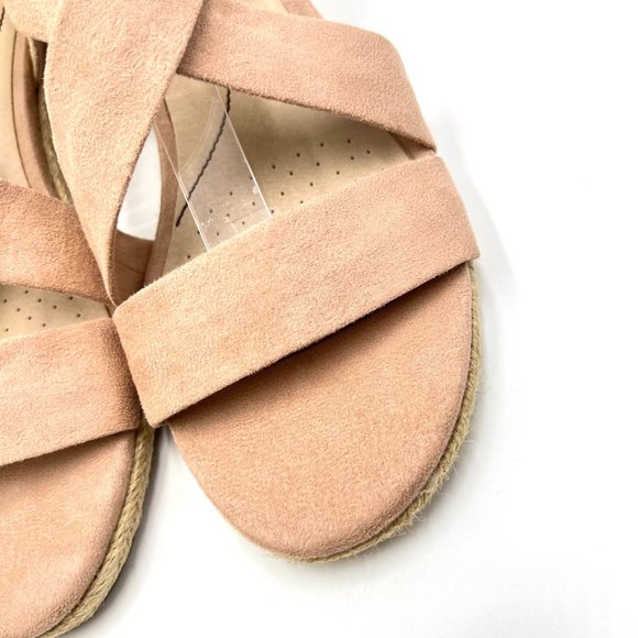8W 8 WIDE Lifestride Siesta Taupe Blush Microsuede Espadrille Wedge Sandal Shoes - Picture 5 of 14
